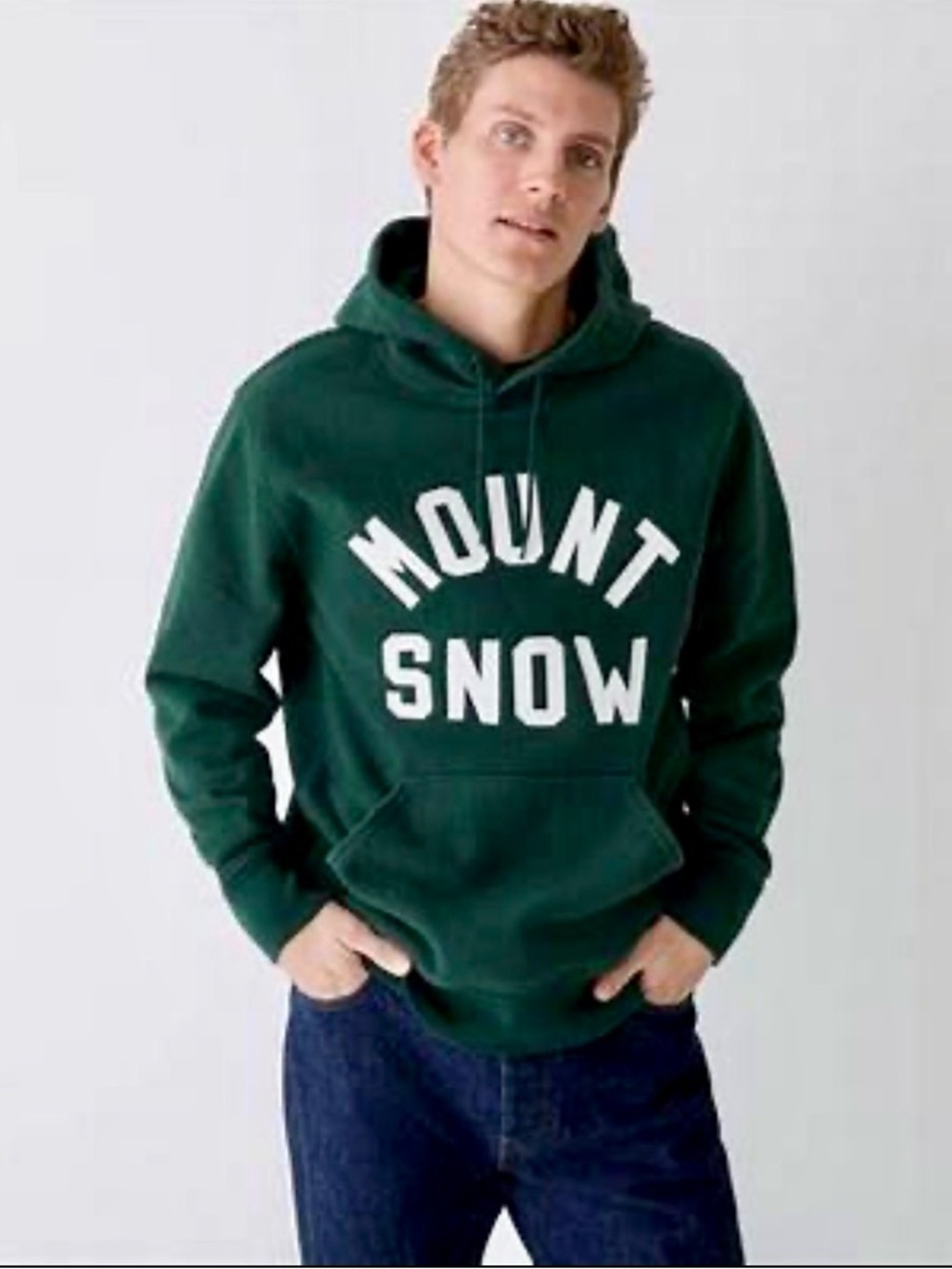 J. Crew Heritage Mount Snow Green Hooded Sweatshirt - Men's Hoodie - Size M